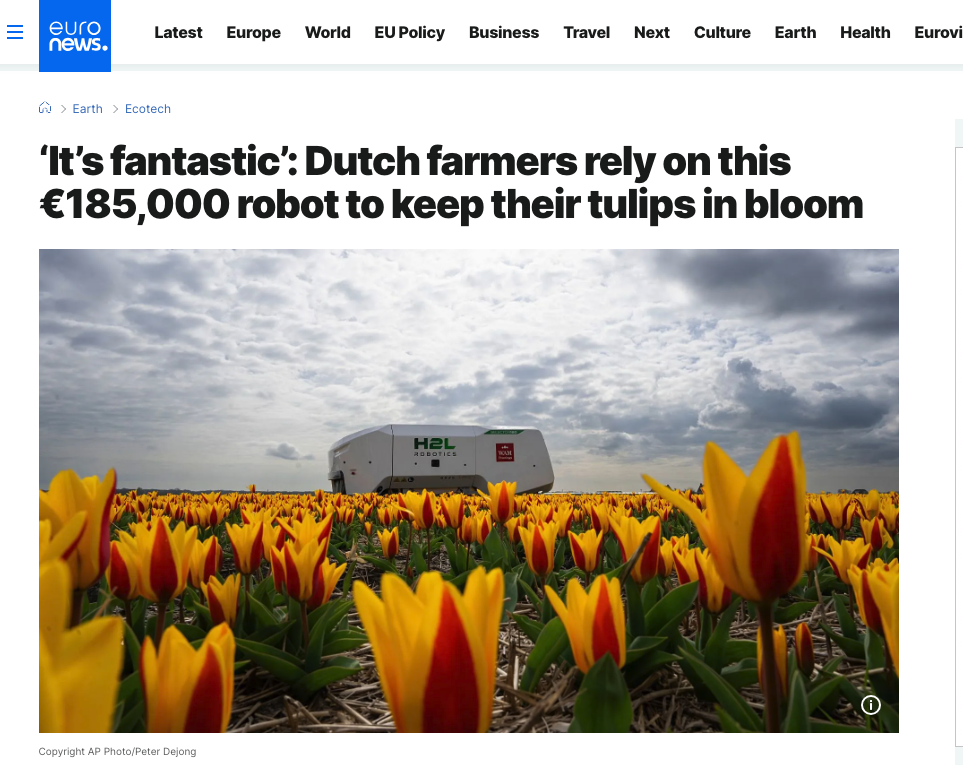 Euronews coverage of H2L tulip robot